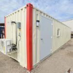 SPEEDY CONTAINER SAN ANTONIO 40 FT FARM CONTAINER CUSTOM SHELVES MINI AC CUSTOM TRIM COLOR